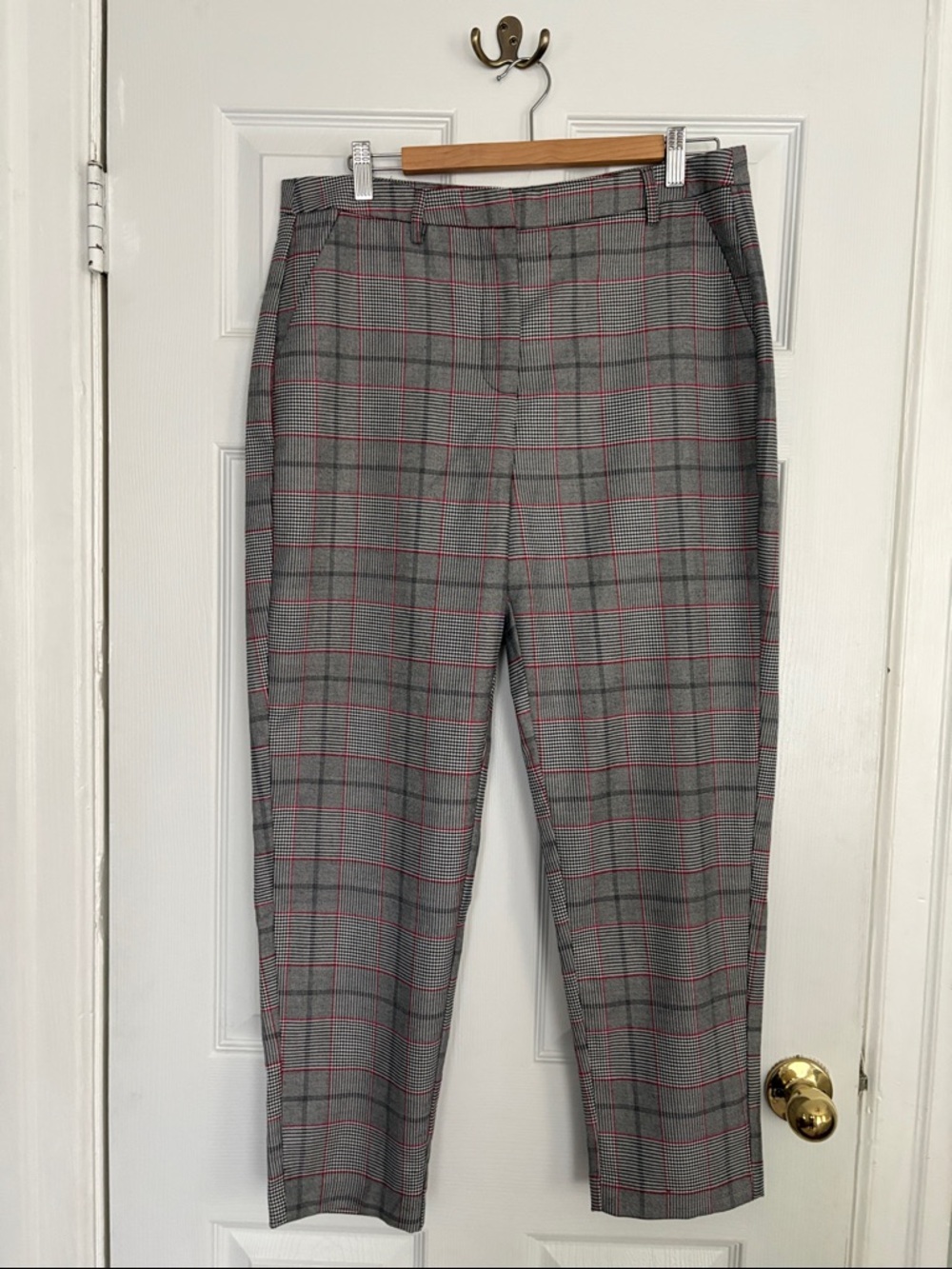 Walter Baker Gray Plaid Pants with Red Windowpane. Size 12